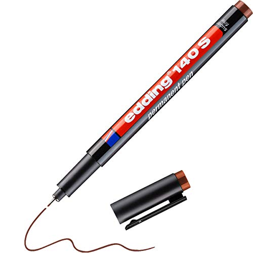 edding 140 S Permanenter Folienschreiber - braun - 1 Stift - Rundspitze 0,3 mm - Stift zum Schreiben auf Glas, Kunststoff, Folien und glatten Oberflächen - schnelltrocknend, wisch- und wasserfest von edding