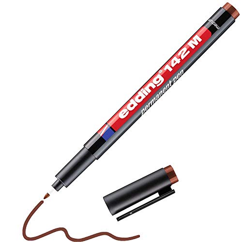 edding 142 M Permanenter Folienschreiber - braun - 1 Stift - Rundspitze 1 mm - Stift zum Schreiben auf Glas, Kunststoff, Folien und glatten Oberflächen - schnelltrocknend, wisch- und wasserfest von edding