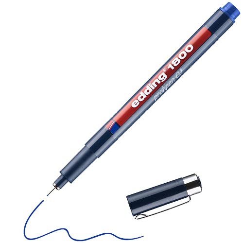 edding 1800 Präzisionsfeinschreiber - blau - 1 Stift - Linienbreite 0,25 mm - Fineliner zum präzisen Schreiben und Skizzieren - feine, metallgefasste Spitze - Lineal- und schablonengeeignet von edding