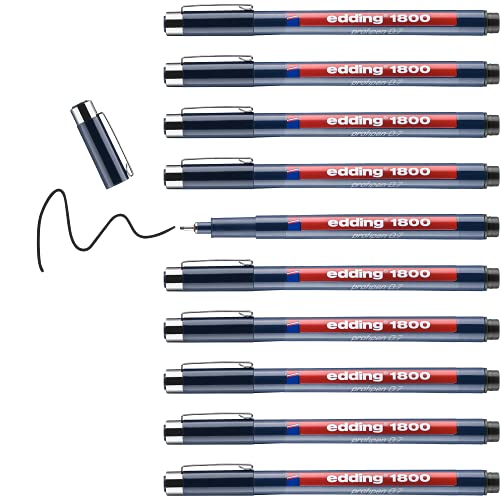 edding 1800 Präzisionsfeinschreiber - schwarz - 10 Stifte - Linienbreite 0,7 mm - Fineliner zum präzisen Schreiben und Skizzieren - feine, metallgefasste Spitze - Lineal- und schablonengeeignet edding 1800 Präzisionsfeinschreiber - schwarz - 10 Stifte - Linienbreite 0,7 mm - Fineliner zum präzisen Schreiben und Skizzieren - feine, metallgefasste Spitze - Lineal- und schablonengeeignet von edding