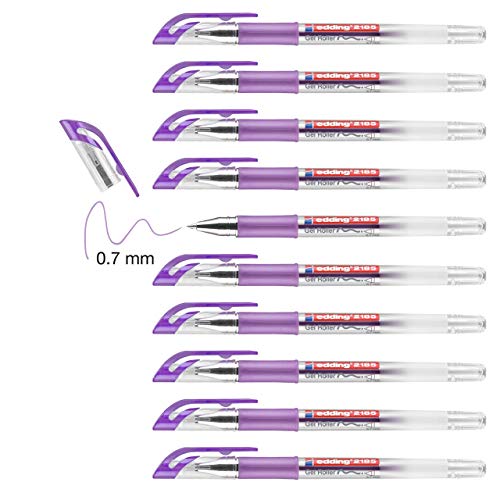 edding 2185 Gelroller - Violett - 10 Stifte - 0.7 mm - Gelstifte zum Schreiben, Malen, Mandala, Bulletjournal - Gelschreiber, Gelmalstifte von edding
