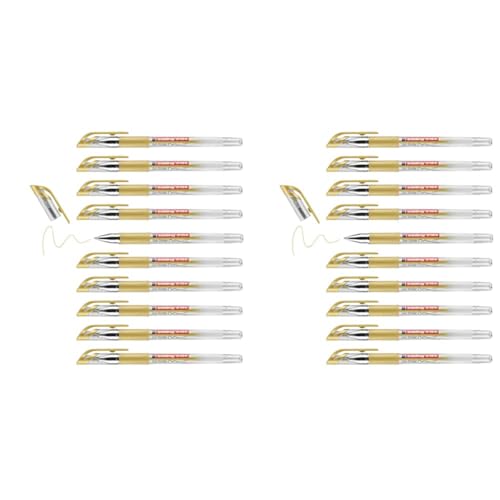 edding 2185 Gelroller - gold - 10 Stifte - 0,7 mm - Gelstifte zum Schreiben, Malen, Mandala, Bulletjournal - Gelschreiber, Gelmalstifte gold (Packung mit 2) von edding