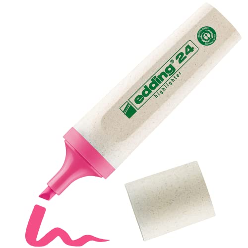 edding 24 EcoLine Textmarker - pink - 1 Textmarker - Keilspitze 2-5 mm - zum unkomplizierten und schnellen Markieren und Hervorheben von Texten und Notizen - nachfüllbar, aus recyclebarem Material von edding