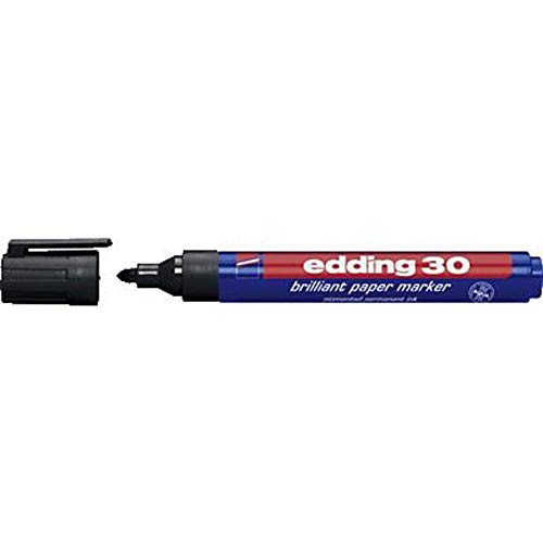 edding 30 Brillant-Papiermarker - schwarz - 1 Permanent Marker wasserfest - Rundspitze 1,5-3 mm - leuchtende Farben - lichtbeständige Markierung auf Papier, Karton, Kunststoff, Metall oder Glas edding 30 Brillant-Papiermarker - schwarz - 1 Permanent Marker wasserfest - Rundspitze 1,5-3 mm - leuchtende Farben - lichtbeständige Markierung auf Papier, Karton, Kunststoff, Metall oder Glas von edding