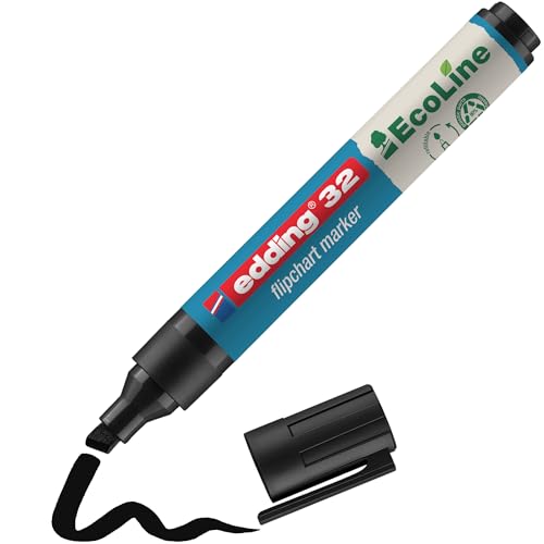 edding 32 EcoLine Flipchartmarker - schwarz - 1 Stift - Keilspitze 1-5 mm - Stift zum Schreiben und Markieren auf Flipcharts - Tinte schlägt nicht durch Papier - trocknet nicht aus - nachfüllbar edding 32 EcoLine Flipchartmarker - schwarz - 1 Stift - Keilspitze 1-5 mm - Stift zum Schreiben und Markieren auf Flipcharts - Tinte schlägt nicht durch Papier - trocknet nicht aus - nachfüllbar von edding