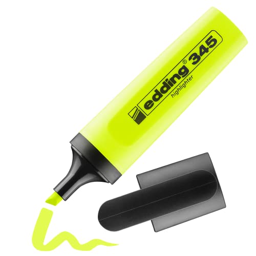 edding 345 Textmarker - gelb - 1 Highlighter - Keilspitze 2-5 mm - ideal für leuchtende Markierungen und Hervorhebung von Textpassagen und Notizen von edding