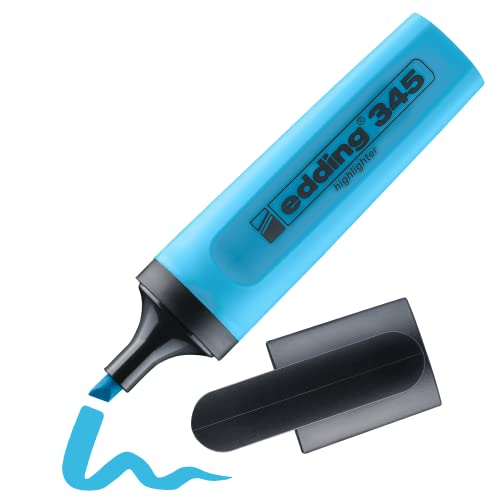edding 345 Textmarker - hellblau - 1 Highlighter - Keilspitze 2-5 mm - ideal für leuchtende Markierungen und Hervorhebung von Textpassagen und Notizen von edding