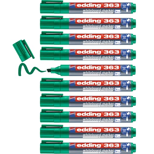 edding 363 Whiteboardmarker - grün - 10 Whiteboard Stifte - Keilspitze 1-5 mm - Boardmarker abwischbar - für Whiteboard, Flipchart, Magnettafel, Pinnwand, Memoboard - Sketchnotes - nachfüllbar edding 363 Whiteboardmarker - grün - 10 Whiteboard Stifte - Keilspitze 1-5 mm - Boardmarker abwischbar - für Whiteboard, Flipchart, Magnettafel, Pinnwand, Memoboard - Sketchnotes - nachfüllbar von edding