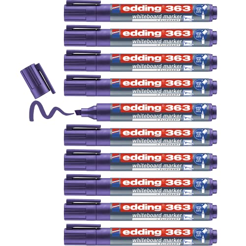 edding 363 Whiteboardmarker - violett - 10 Whiteboard Stifte - Keilspitze 1-5 mm - Boardmarker abwischbar - für Whiteboard, Flipchart, Magnettafel, Pinnwand, Memoboard - Sketchnotes von edding