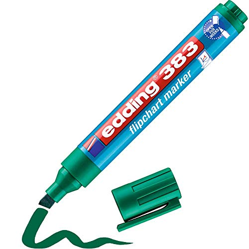 edding 383 Flipchart-Marker - grün - 1 Stift - Keilspitze 1-5 mm - Stift zum Schreiben, Zeichnen und Markieren auf Flipcharts - Tinte schlägt nicht durch Papier - trocknet nicht aus - farbintensiv von edding