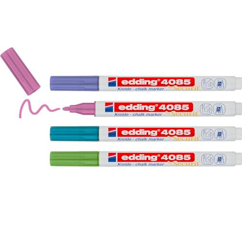 Edding 4085 4-4085-4-1MET Kreidemarker Blau (metallic), Grün (metallic), Pink (metallic), Violett metallic 1 mm, 2 mm von edding