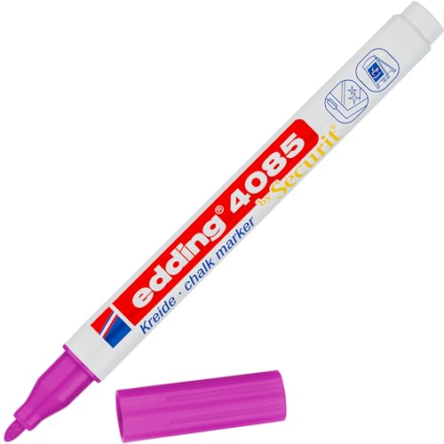 edding 4085 Kreidemarker - pink - 1 Kreidestift - Rundspitze 1-2 mm - dünner Kreidestift für Tafel abwischbar - zum Beschriften von Fenster, Glas, Spiegel - Tafelstift mit deckenden Farben edding 4085 Kreidemarker - pink - 1 Kreidestift - Rundspitze 1-2 mm - dünner Kreidestift für Tafel abwischbar - zum Beschriften von Fenster, Glas, Spiegel - Tafelstift mit deckenden Farben von edding