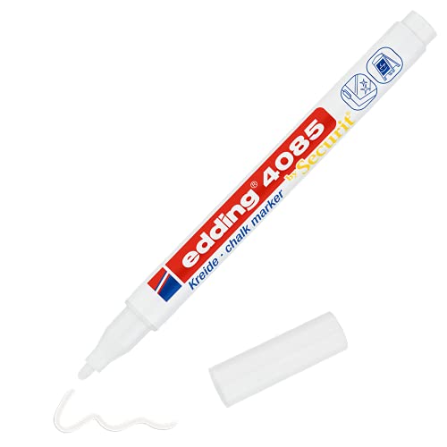 edding 4085 Kreidemarker - weiß - 1 Kreidestift - Rundspitze 1-2 mm - dünner Kreidestift für Tafel abwischbar - zum Beschriften von Fenster, Glas, Spiegel - Tafelstift mit deckenden Farben edding 4085 Kreidemarker - weiß - 1 Kreidestift - Rundspitze 1-2 mm - dünner Kreidestift für Tafel abwischbar - zum Beschriften von Fenster, Glas, Spiegel - Tafelstift mit deckenden Farben von edding