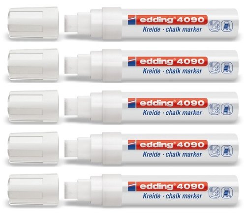 edding 4090-4999 Fenster-/Kreidemarker (4-15 mm, weiß, 5) von edding