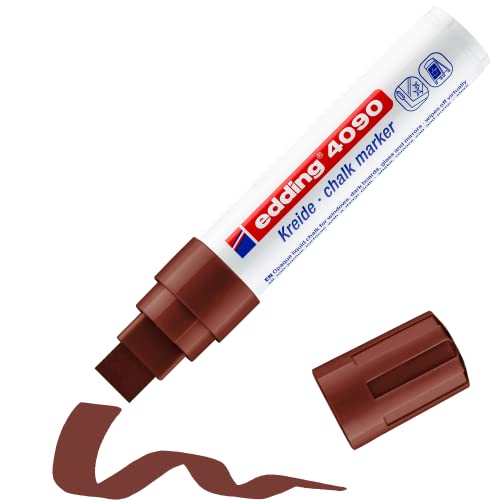 edding 4090 Kreidemarker - braun - 1 Kreidestift - Keilspitze 4-15 mm - breiter Kreidestift für Tafel abwischbar - zum Beschriften von Fenster, Glas, Spiegel - Tafelstift mit deckenden Farben edding 4090 Kreidemarker - braun - 1 Kreidestift - Keilspitze 4-15 mm - breiter Kreidestift für Tafel abwischbar - zum Beschriften von Fenster, Glas, Spiegel - Tafelstift mit deckenden Farben von edding