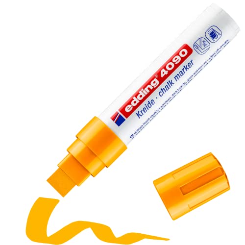 edding 4090 Kreidemarker - neon-orange - 1 Kreidestift - Keilspitze 4-15 mm - breiter Kreidestift für Tafel abwischbar - zum Beschriften von Fenster, Glas, Spiegel - Tafelstift mit deckenden Farben edding 4090 Kreidemarker - neon-orange - 1 Kreidestift - Keilspitze 4-15 mm - breiter Kreidestift für Tafel abwischbar - zum Beschriften von Fenster, Glas, Spiegel - Tafelstift mit deckenden Farben von edding