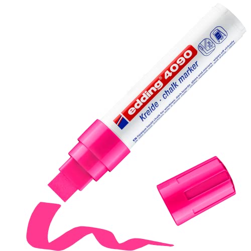 edding 4090 Kreidemarker - neon-pink - 1 Kreidestift - Keilspitze 4-15 mm - breiter Kreidestift für Tafel abwischbar - zum Beschriften von Fenster, Glas, Spiegel - Tafelstift mit deckenden Farben edding 4090 Kreidemarker - neon-pink - 1 Kreidestift - Keilspitze 4-15 mm - breiter Kreidestift für Tafel abwischbar - zum Beschriften von Fenster, Glas, Spiegel - Tafelstift mit deckenden Farben von edding