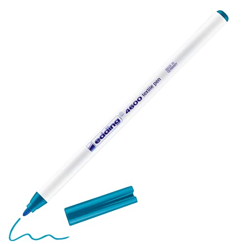 edding 4600 Textilstift - orient-blue - 1 Stift - Rundspitze 1 mm - Textilstifte waschmaschinenfest (60 °C) zum Stoff bemalen - Stoffmalstift von edding