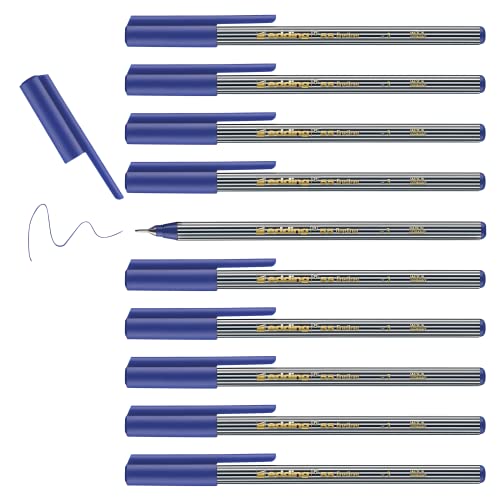 edding 55 - Fineliner - blau - 10 Stifte - 0,3 mm Spitze - Farbstift zum Schreiben, Malen, Unterstreichen, Illustrieren - für Kinder und Erwachsene, Schule, Homeoffice, Büro von edding