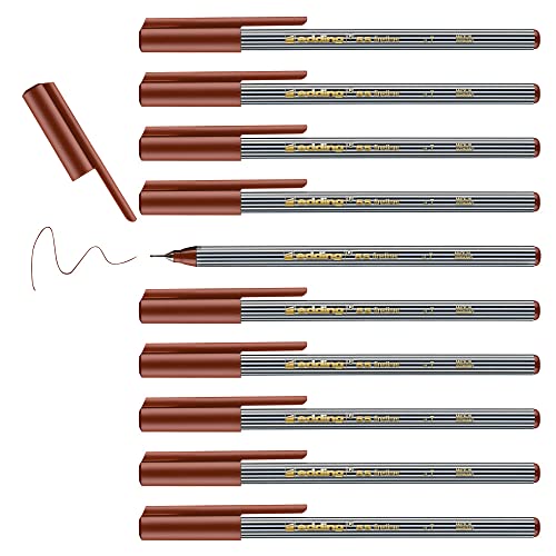 edding 55 - Fineliner - braun - 10 Stifte - 0,3 mm Spitze - Farbstift zum Schreiben, Malen, Unterstreichen, Illustrieren - für Kinder und Erwachsene, Schule, Homeoffice, Büro von edding