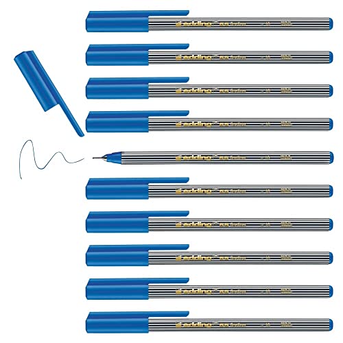 edding 55 - Fineliner - hellblau - 10 Stifte - 0,3 mm Spitze - Farbstift zum Schreiben, Malen, Unterstreichen, Illustrieren - für Kinder und Erwachsene, Schule, Homeoffice, Büro von edding