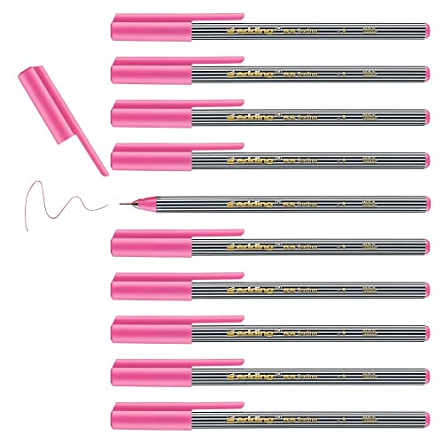 edding 55 - Fineliner - pink - 10 Stifte - 0,3 mm Spitze - Farbstift zum Schreiben, Malen, Unterstreichen, Illustrieren - für Kinder und Erwachsene, Schule, Homeoffice, Büro von edding