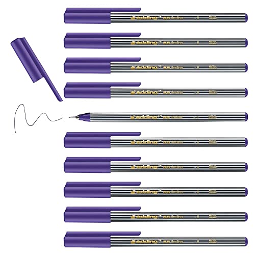 edding 55 - Fineliner - violett - 10 Stifte - 0,3 mm Spitze - Farbstift zum Schreiben, Malen, Unterstreichen, Illustrieren - für Kinder und Erwachsene, Schule, Homeoffice, Büro von edding