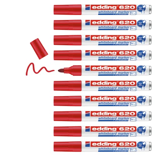 edding 620 Whiteboard-Marker, Rundspitze, Rot, 10 Stück von edding