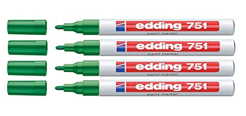 edding 751 Lackmarker M Spitze (4er Pack, Grün, 1) von edding