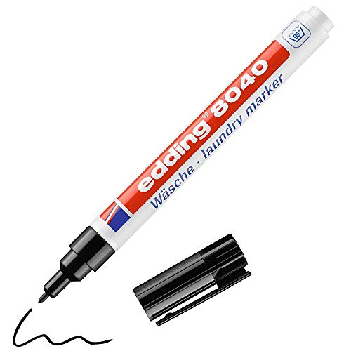 edding 8040 Wäschemarker - schwarz - 1 Stift - Rundspitze 1 mm - Textilstift waschmaschinenfest (95° C) zur Beschriftung von Kleidung - Textilmarker von edding