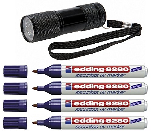 edding 8280 UV-Marker Rundspitze (1 Lampe | 4 Marker) von edding