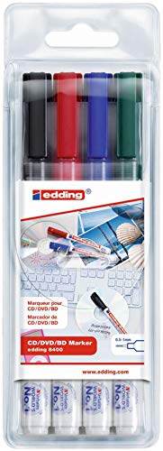 edding 8400 CD/DVD/BD Marker, ca. 0,5-1 mm (4- farbig, 4 Stifte) von edding