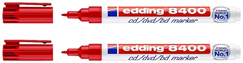 edding 8400 CD/DVD/BD Marker, ca. 0,5-1 mm (Rot, 2 Stifte) von edding