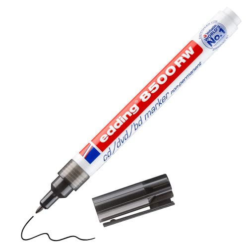 edding 8500 RW CD/DVD/BD marker - schwarz - 1 Stift - feine Rundspitze 1 mm - zur non-permanenten Beschriftung von CDs, DVDs und Blu-Ray Discs edding 8500 RW CD/DVD/BD marker - schwarz - 1 Stift - feine Rundspitze 1 mm - zur non-permanenten Beschriftung von CDs, DVDs und Blu-Ray Discs von edding