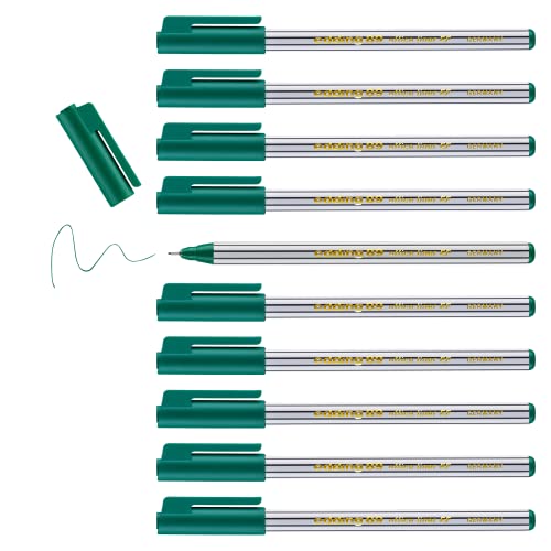 edding 89 - Fineliner - grün - 10 Stifte - extrafeine Rundspitze 0,3 mm - dünner Faserschreiber für feines und präzises Schreiben, Unterstreichen, Zeichnen - für Büro, Schule und Zuhause von edding