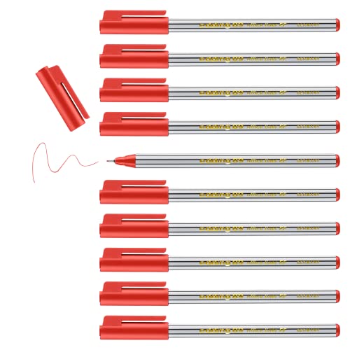 edding 89 - Fineliner - rot - 10 Stifte - extrafeine Rundspitze 0,3 mm - dünner Faserschreiber für feines und präzises Schreiben, Unterstreichen, Zeichnen - für Büro, Schule und Zuhause von edding