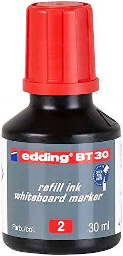 edding BT 30 Nachfülltinte Whiteboardmarker - rot - 30 ml - mit Kappilarsystem, ideal zum sauberen und unkomplizierten Nachfüllen fast aller edding Whiteboardmarker von edding