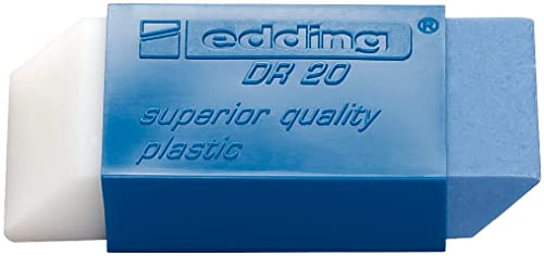 edding DR20 Radierer - 1 Kombinationsradierer - Radierer mit weißem Ende zum Radieren von Bleistiftstrichen und blauem Ende zum Radieren von Tinte und Buntstiften edding DR20 Radierer - 1 Kombinationsradierer - Radierer mit weißem Ende zum Radieren von Bleistiftstrichen und blauem Ende zum Radieren von Tinte und Buntstiften von edding