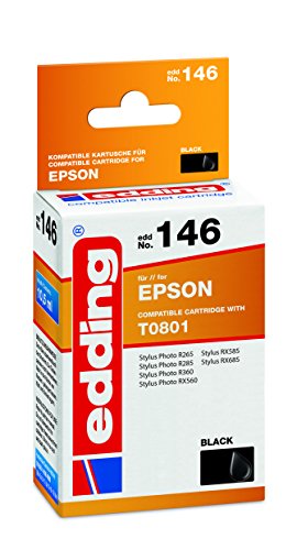 edding Druckerpatrone EDD-146 - Einzelpatrone - Schwarz - 10,5 ml - Reichweite 330 Seiten - Ersetzt Epson T0801 von edding