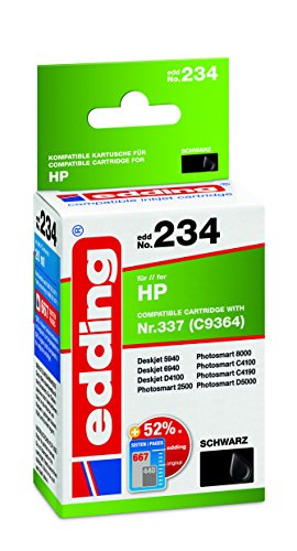 edding Druckerpatrone EDD-234 - Einzelpatrone - Schwarz - 20 ml - Reichweite 845 Seiten - Ersetzt HP 337 (C9364EE) von edding