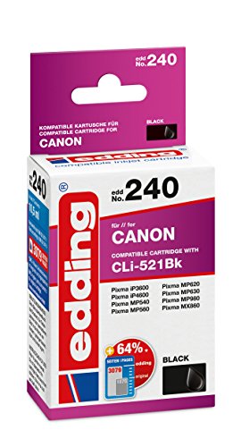 edding Druckerpatrone EDD-240 - Einzelpatrone - Foto-Schwarz - 10,5 ml - Reichweite 690 Seiten - Ersetzt Canon CLI-521BK edding Druckerpatrone EDD-240 - Einzelpatrone - Foto-Schwarz - 10,5 ml - Reichweite 690 Seiten - Ersetzt Canon CLI-521BK von edding
