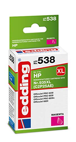 edding Druckerpatrone EDD-538 - Einzelpatrone - Magenta - 12 ml - Reichweite 1030 Seiten - Ersetzt HP 935XL (C2P25AE) von edding