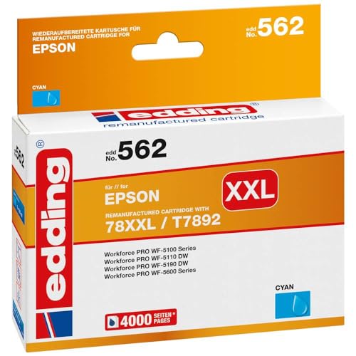 edding Druckerpatrone ersetzt Epson 78XXL, T7892 Kompatibel Cyan EDD-562 18-562 von edding