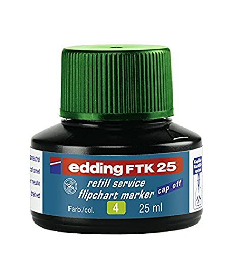 edding FTK 25 Nachfülltinte - grün - 25 ml - mit Kapillarsystem ideal zum sauberen und unkomplizierten Nachfüllen fast aller edding flipchart marker von edding