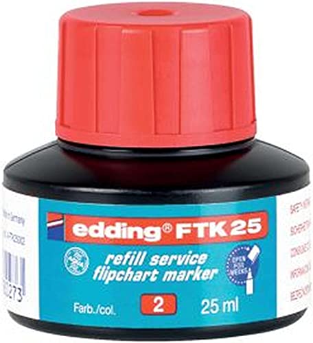 edding FTK 25 Nachfülltinte - rot - 25 ml - mit Kapillarsystem ideal für sauberes und unkompliziertes Nachfüllen fast aller edding Flipchartmarker von edding