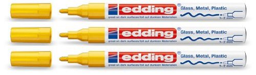edding Glanzlack-Marker creative 751 gelb, 1-2 mm (3er Pack) von edding