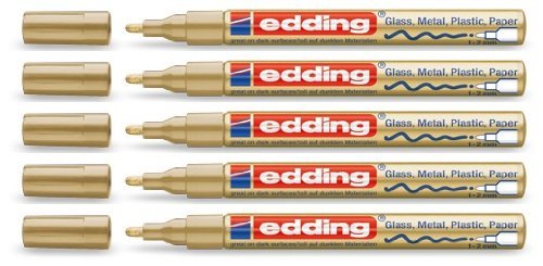 edding Glanzlack-Marker creative 751 gold, 1-2 mm (5er Pack) von edding
