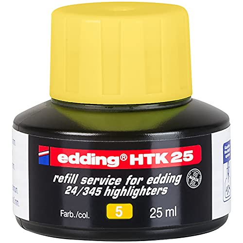 edding HTK 25 Nachfülltinte - gelb - 25 ml - mit Kapillarsystem, ideal zum sauberen und unkomplizierten Nachfüllen der edding Textmarker e-345 und e-24 von edding