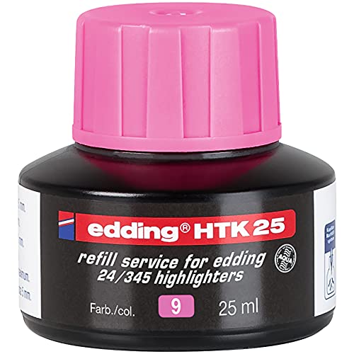 edding HTK 25 Nachfülltinte - pink - 25 ml - mit Kapillarsystem, ideal zum sauberen und unkomplizierten Nachfüllen der edding Textmarker e-345 und e-24 von edding