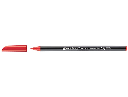 edding Marker Spitze Faser 1200 Rot N.2 – Tintenroller 0.5 mm (10 Stück) von edding